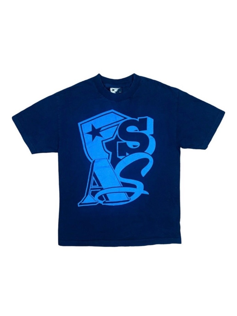 Famous Stars & Straps Blue Logo Crew Neck Tee - Size Large